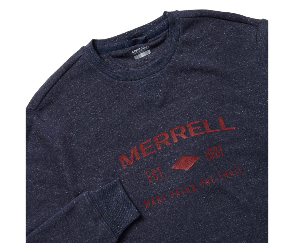 Merrell Pullover Navy - Est 1981 Wordmark Crewneck - Mens 79OMITGKX